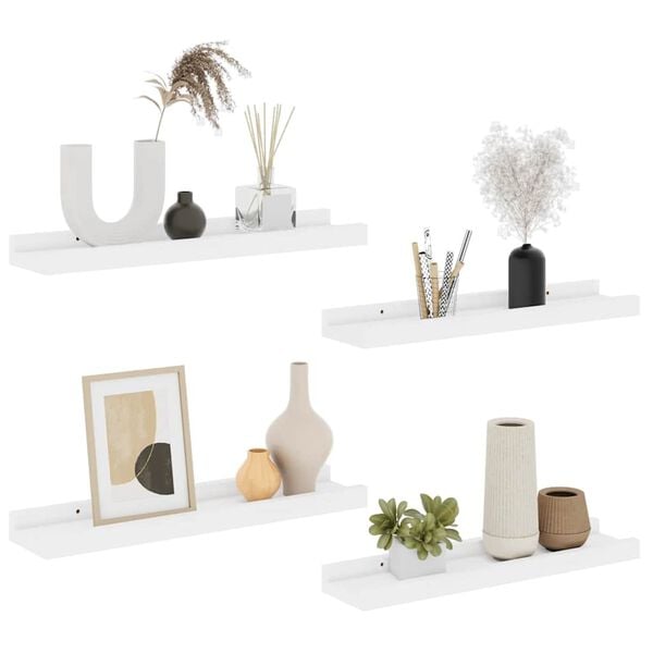 vidaXL P&oacute;łki ścienne, 4 szt., białe, 40x9x3 cm