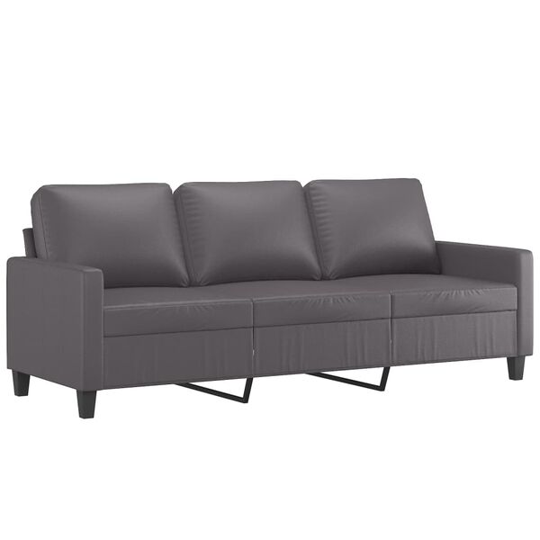 vidaXL 3-osobowa sofa, szara, 180 cm, sztuczna sk&oacute;ra