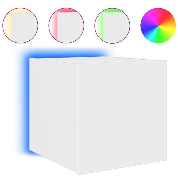 vidaXL Ścienna szafka TV z LED, biała, 30,5x35x30 cm