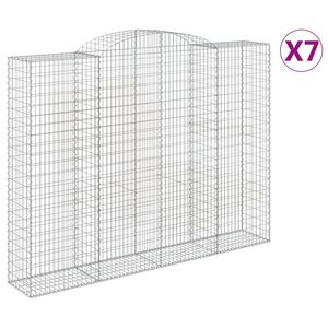 vidaXL Kosze gabionowe, 7 szt, 300x50x220/240 cm, galwanizowane żelazo