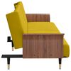 vidaXL Rozkładana kanapa z uchwytami na napoje, żółta, aksamit