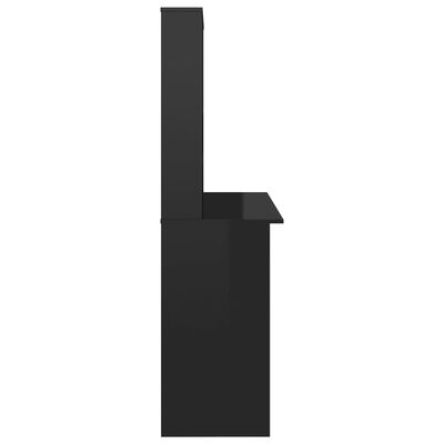 vidaXL Biurko z półkami, wysoki połysk, czarne, 110x45x157 cm