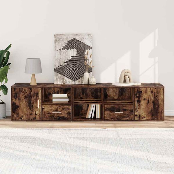 vidaXL Szafka narożna, przydymiony dąb, 200x40x45 cm