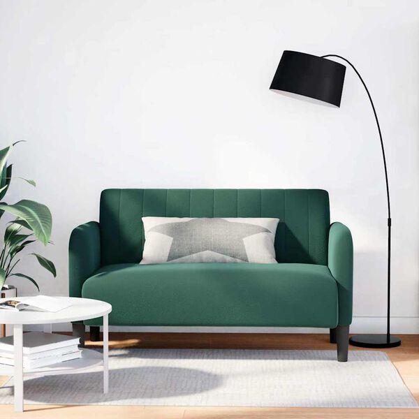 vidaXL Sofa dwuosobowa Ciemnozielona 109 cm Aksamit
