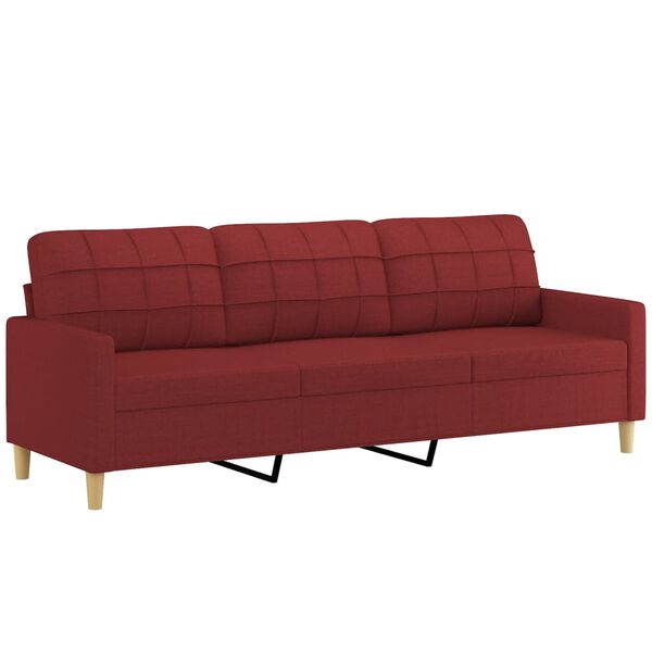 vidaXL Sofa 3-osobowa, winna czerwień, 210 cm,tapicerowana tkaniną