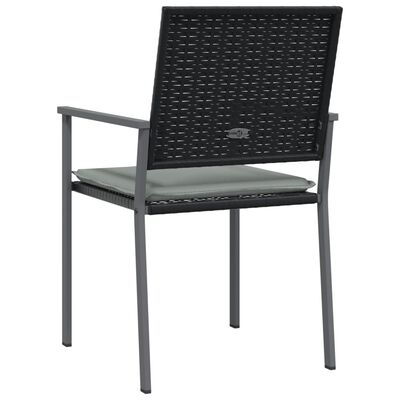 vidaXL Krzesła ogrodowe z poduszkami, 4 szt., czarne, 54x62,5x89 cm