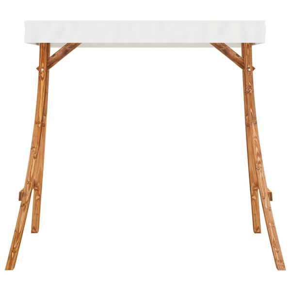 vidaXL Rama do huśtawki, kremowe zadaszenie, gięte drewno, kolor teku