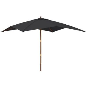 vidaXL Parasol ogrodowy na drewnianym słupku, czarny, 300x300x273 cm