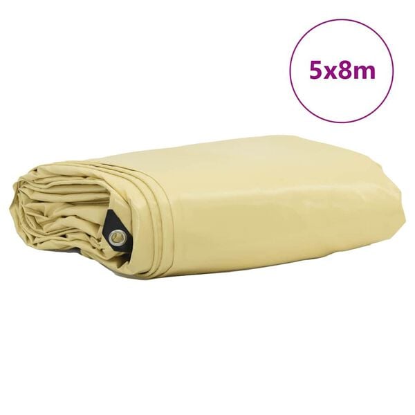 vidaXL Plandeka 650g / m&sup2; Beżowy 5 x 8 m Pł&oacute;tno z powłoką PVC