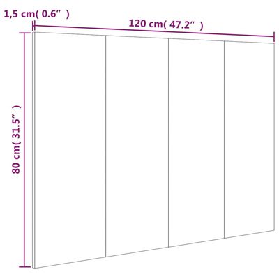 vidaXL Wezgłowie łóżka, biel z połyskiem, 120x1,5x80 cm