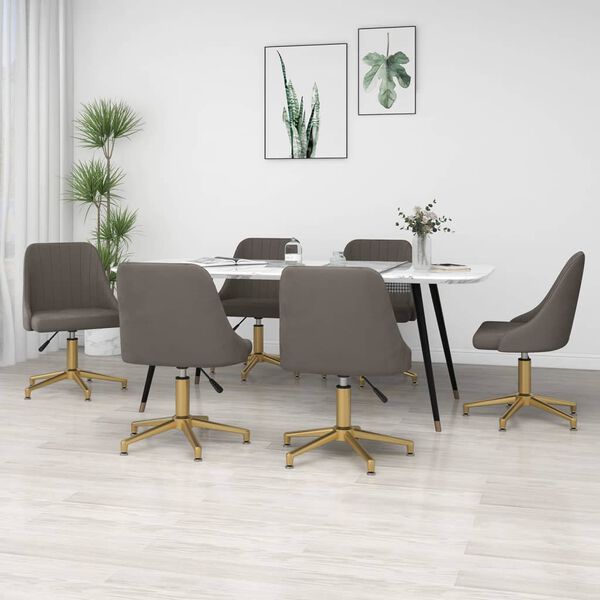 vidaXL Obrotowe krzesła stołowe, 6 szt., jasnoszare, obite aksamitem