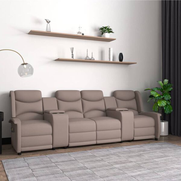 vidaXL Rozkładany fotel masujący z uchwytem, 4-os., taupe