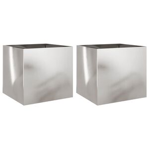 vidaXL Donice, 2 szt., srebrne, 42x40x39 cm, stal nierdzewna