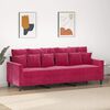 vidaXL Sofa 3-osobowa, winna czerwień, 180 cm, obita aksamitem