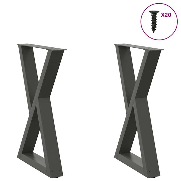 vidaXL Nogi do stołu jadalnego 2 szt. Antracyt 60x(72-73,3) cm Stal