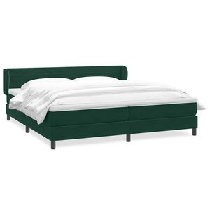 vidaXL Ł&oacute;żko typu Box Spring z materacami Ciemnozielone 180x220 cm
