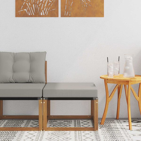 vidaXL Pufa na zewnątrz Lite drewno akacjowe i tkanina tekstylna