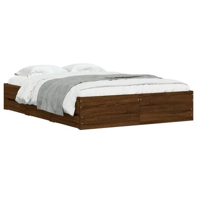 vidaXL Rama łóżka z szufladami, brązowy dąb, 120x190 cm