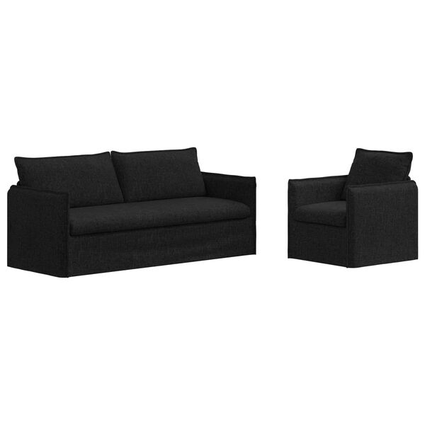 vidaXL Sofa 2 pcs Czarny