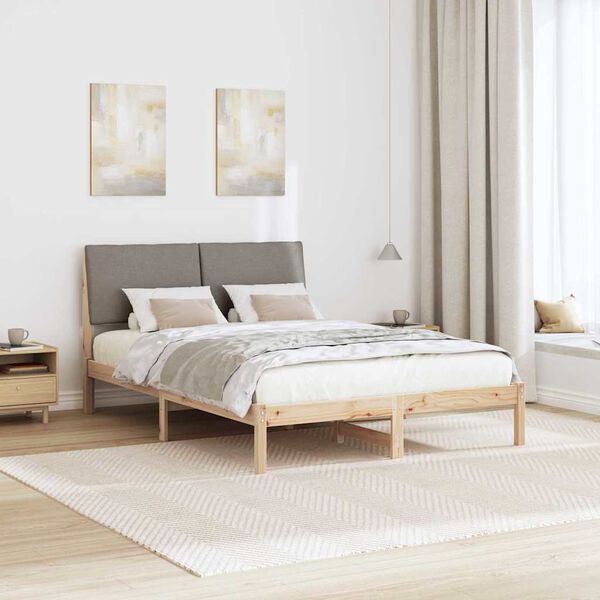vidaXL Rama ł&oacute;żka Brązowy i taupe 140 x 190 cm Lite drewno sosnowe