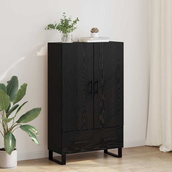 vidaXL Highboard Czarny Dąb 69,5 x 30 x 115 cm Materiał drewnopochodny