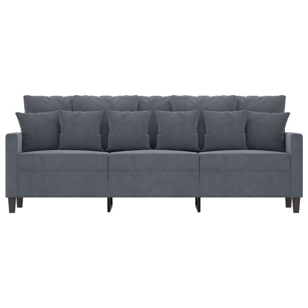 vidaXL Sofa 3-osobowa, ciemnoszara, 180 cm, obita aksamitem