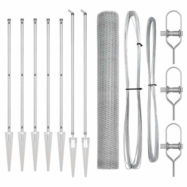 vidaXL Słupek ogrodzeniowy. Srebrny 10 x 1,4 m (siatka 13 mm) Stal