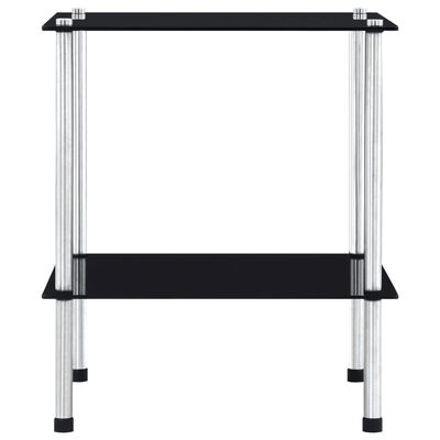 vidaXL 2-poziomowa półka, czarna, 40x40x47 cm, szkło hartowane