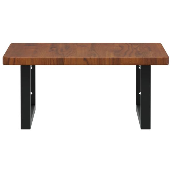 vidaXL Półka ścienna pod umywalkę, stal i lite drewno dębowe