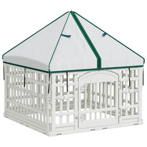 vidaXL 4 Panelowa Zabawka dla Ps&oacute;w z Dachem 88 x 88 x 112 cm Biały