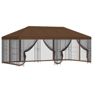 vidaXL Altana z bokami 6 x 3 m brązowy Poliester i Stal 190 gsm