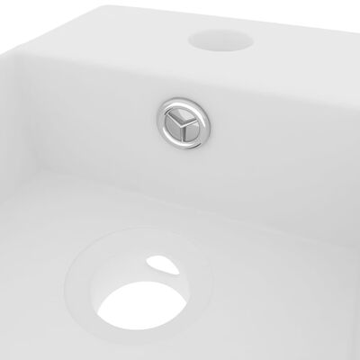 vidaXL Umywalka z otworem przelewowym, ceramika, matowa biel