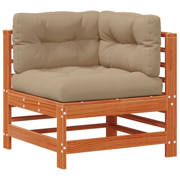 vidaXL Sofa narożna do ogrodu Lite drewno sosnowe Woskowy Brąz