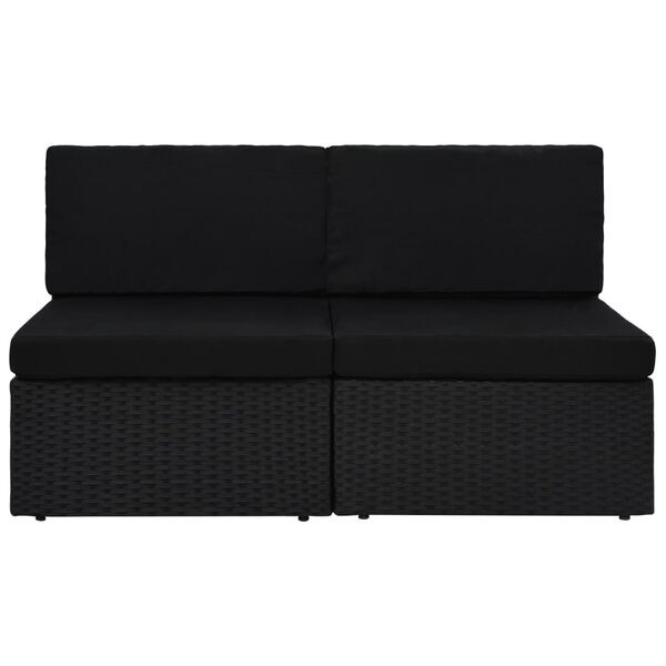vidaXL Sofa modułowa 2-osobowa, rattan PE, czarna