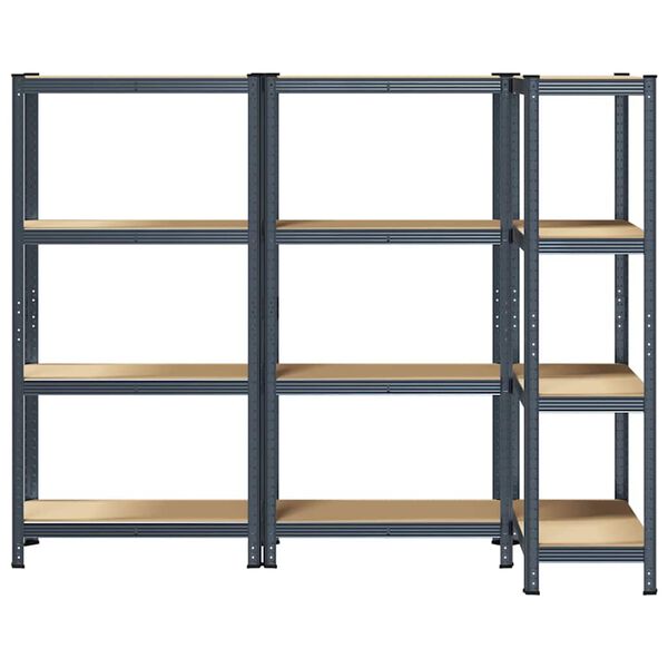 vidaXL Regały z 4 p&oacute;łkami, 3 szt., antracytowa