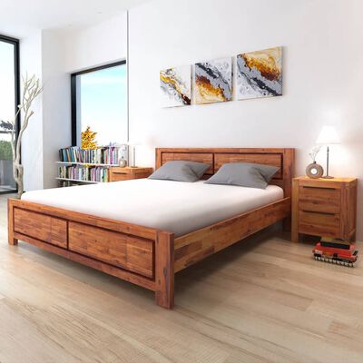 vidaXL Rama łóżka, lite drewno akacjowe, 180x200 cm