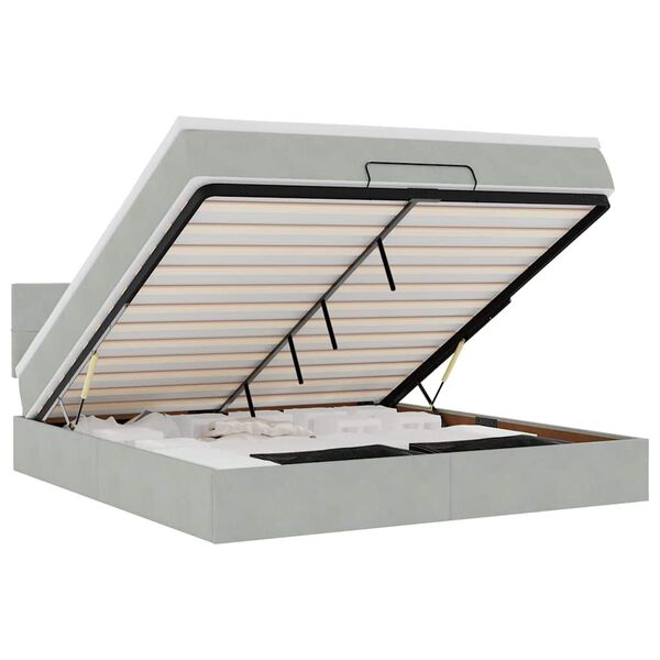 vidaXL Rama ł&oacute;żka otomana z materacem, szara, 180x200cm, aksamit