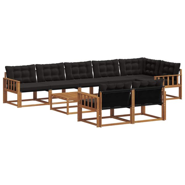 vidaXL Zestaw sof na zewnątrz z poduszką 9 pcs Naturalny i czarny