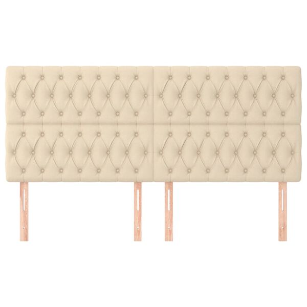 vidaXL Zagł&oacute;wek kremowy 200x7x118/128 cm tkanina