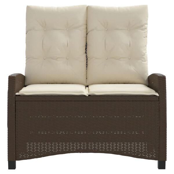 vidaXL Rozkładana ławka ogrodowa z poduszkami, brązowa, polirattan