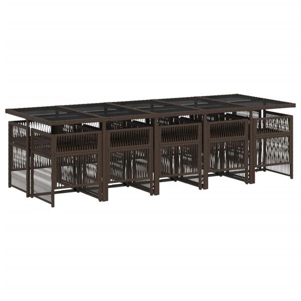 vidaXL 11-cz. zestaw mebli ogrodowych, poduszki, brązowy, rattan PE