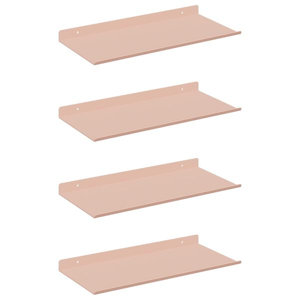vidaXL P&oacute;łka wisząca 4 pcs R&oacute;żowy 40 x 18 x 2,5 cm Stal