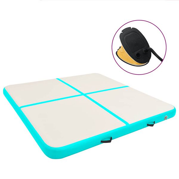 vidaXL Mata gimnastyczna z pompką, 200x200x10 cm, PVC, zielona