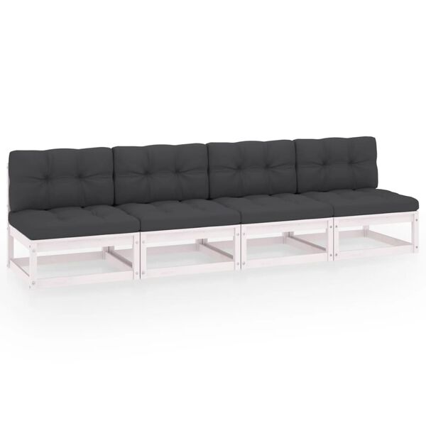 vidaXL 4-osobowa sofa ogrodowa z poduszkami, lite drewno sosnowe