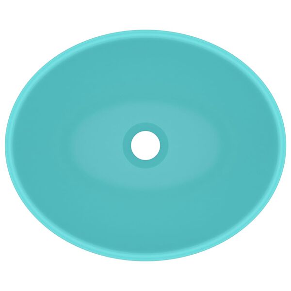 vidaXL Luksusowa, owalna umywalka, matowa jasna zieleń, 40x33 cm