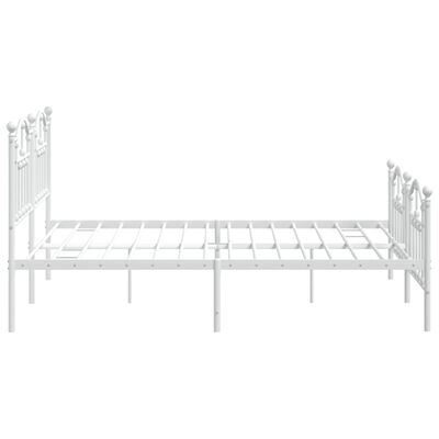 vidaXL Metalowa rama łóżka z wezgłowiem i zanóżkiem, biała, 180x200 cm