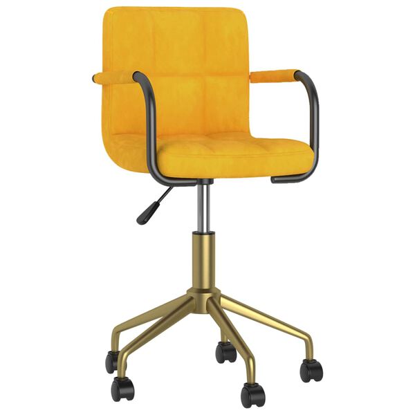 vidaXL Obrotowe krzesła stołowe, 4 szt., musztardowe, aksamitne