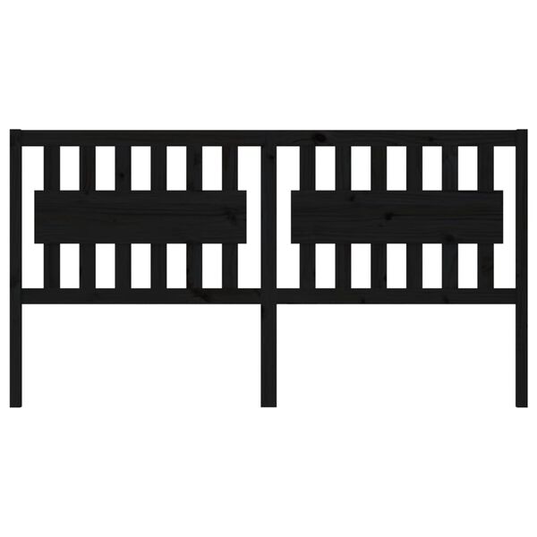 vidaXL Wezgłowie ł&oacute;żka, czarne, 185,5x4x100 cm, lite drewno sosnowe
