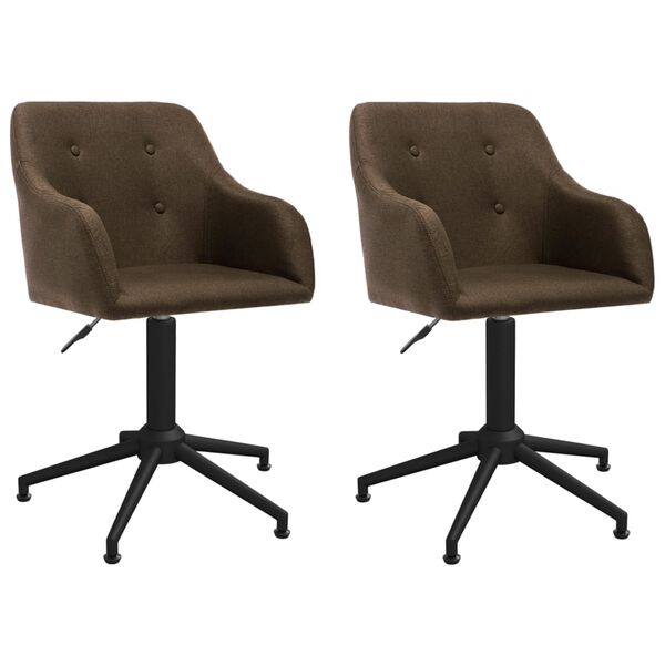 vidaXL Obrotowe krzesła stołowe, 2 szt., ciemnobrązowe, obite tkaniną