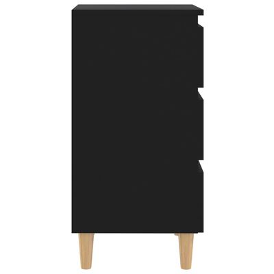 vidaXL Szafka nocna z drewnianymi nóżkami, czarna, 40x35x69 cm